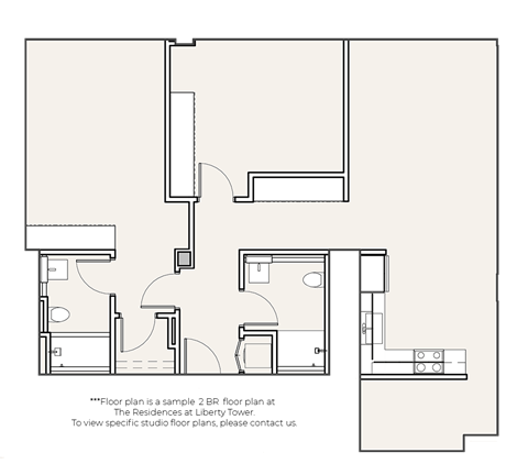 Floor plan for 2 beds, 2 baths, 1133 sqft